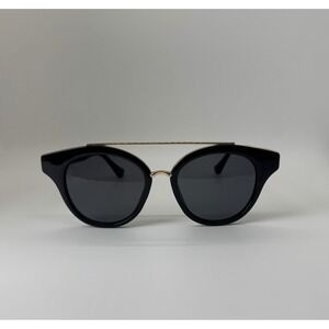 Womens Black Oversized Cat Eye Sunglasses Gold Double Bridge Bar Fashion Shades